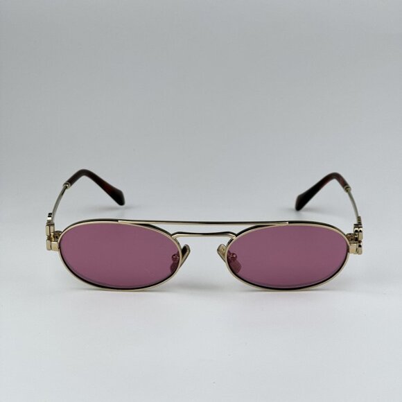 Miu Miu MU54ZS ZVN50D BRAND NEW Sunglasses Gold Pink Mirror Silver Pilot Unisex - Picture 6 of 14